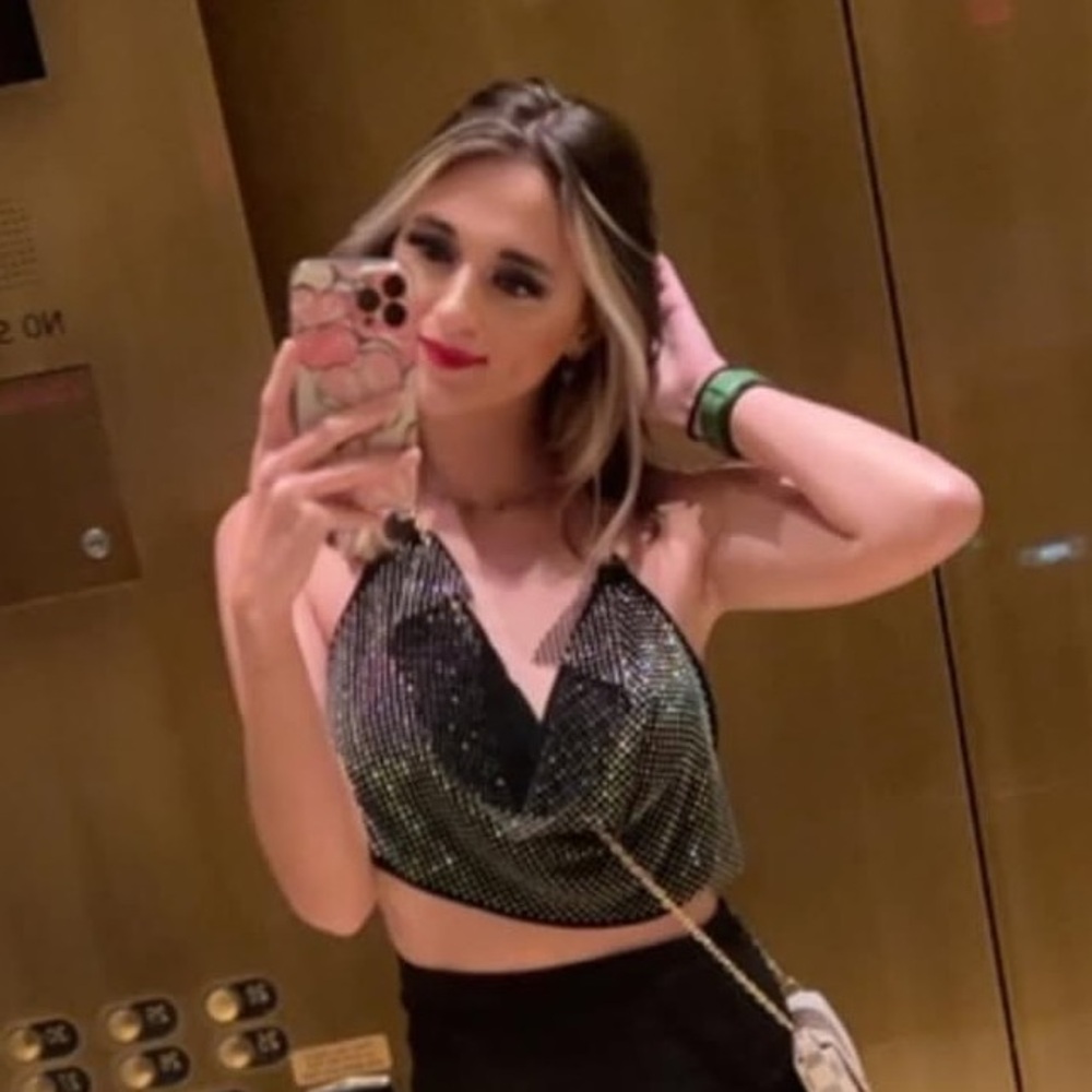 Elegant Black Sequin Crop Top